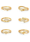 combo of 6 Gold Plated ad american diamond Adjustable free size Rings Combo
