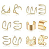 Ear Cuffs Without Piercing for Women, 12-Piece Zinc Alloy Set