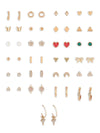 Gold Tone Stud & Hoop Earrings Set for Women, 25 Contemporary Pairs