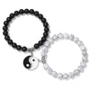 Couple Bracelets, Black & White Onyx Stretchable Wrist Band