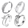 Silver Stainless Steel AD Heart Hug Ring for Women, Adjustable