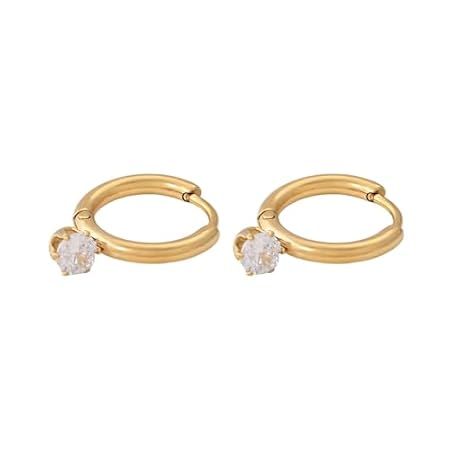PALMONAS Athena Solitaire Hoop Earrings - Waterproof & Anti Tarnish Earrings | Durable, Lightweight, & Comfortable Jewellery for Women | Gift For Women & Girls