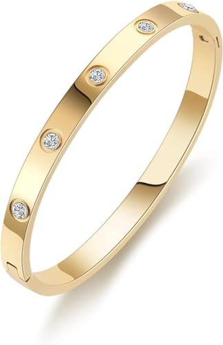 Shining Diva Fashion Latest Stylish Crystal Cuff Bangle Bracelet for Women & Girls | Friendship Couple Wedding Gifts for Mother Sister Wife Girlfriend | Anti Tarnish Jewellery (15747b)