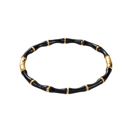 Okos Black and Gold Bamboo Style Bracelet for Women and Girls, Lightweight Fashion Jewelry, Trendy Classic Wear, Gift for Her BR1000074BLK
