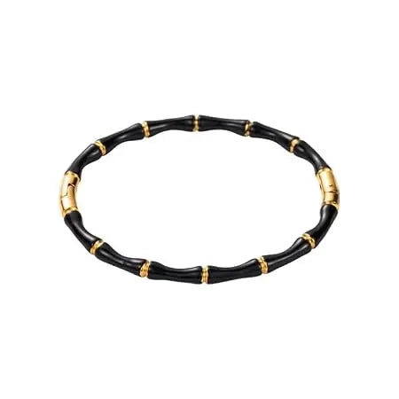 Black and Gold Bamboo Style Bracelet for Women and Girls, Lightweight - Jados Fashion
