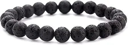 Black Lava Bracelet With Holes For Oil For Grounding Lava Stone For Women - Jados Fashion