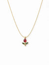 Gold-Tone Rose Pendant Necklace for Women with Red Crystal, Anti-Tarnish