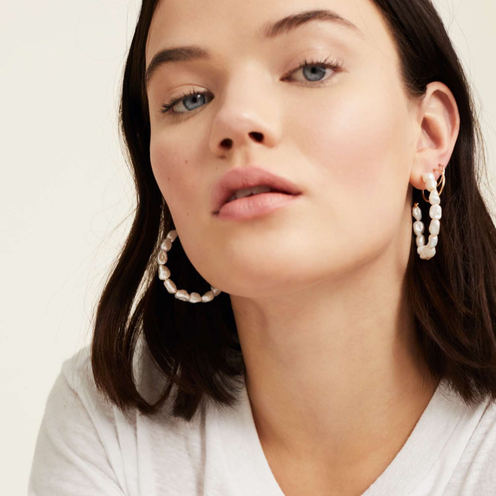 Pearl Hoop Earrings