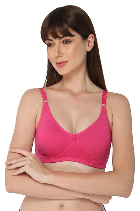 Intimacy Women's Bra Non-Padded Non-Wired Full Coverage T-Shirt Bra for Women Fuchsia