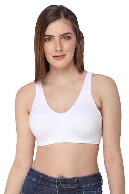 Intimacy Women's T-Shirt Bra Non-Padded Non-Wired Everyday Bra Full Coverage Cotton Bra for Women White