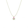 Gold-Tone Rose Pendant Necklace for Women with Pink Crystal Floral Charm
