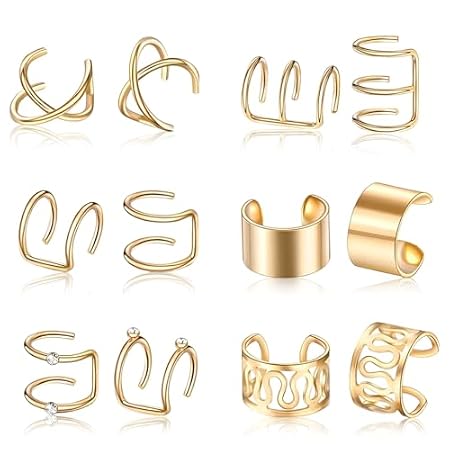 ZIBUYU® 12PC Ear Cuffs without Piercing, Zinc Alloy Earrings Set for Women & Girls Stylish Western Adjustable Fake Cartilage Earcuffs for Women Fashion & Styling Accessories Jewelry Gift