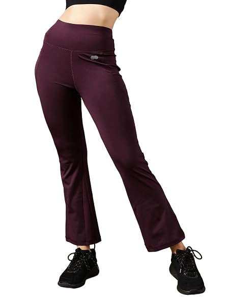 Clovia Women's Slim Yoga Pants (AB0090A15S_Purple_S)