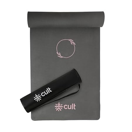 CULT Yoga Mat for Woman & Yoga Mat for Man | 8mm Extra Thick Workout Mat for Home Gym | Anti-Slip Exercise Mat for Pilates & Yoga Mats for Kids | Premium Durable TPE Fitness Mat (Dark Grey)