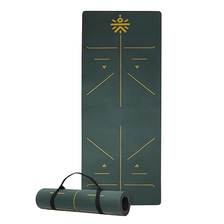 CULT Yoga Mat for Woman & Yoga Mat for Man with Body Alignment Marks | 6mm Anti-Slip Workout Mat for Home Gym | Premium TPE Exercise Mat & Fitness Mat for Kids & Adults | Yoga Mats (Green)