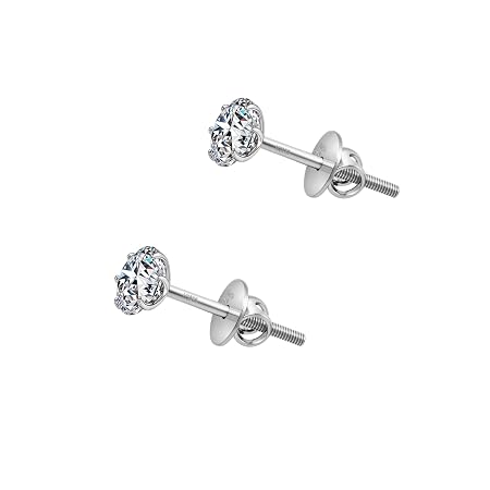 HIGHSPARK 925 Silver Solitaire Screwback Stud Earrings | 92.5 Sterling Silver & Round Brilliant Cubic Zirconia Tops for Men Women | Silver 3mm