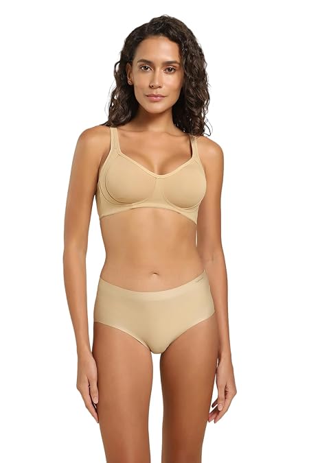 Van Heusen Women Bra - Cotton Elastane - Side Support Panel, No Spill Comfort, Wireless, Non Padded, Full Coverage_11014_Candied Ginger_36D