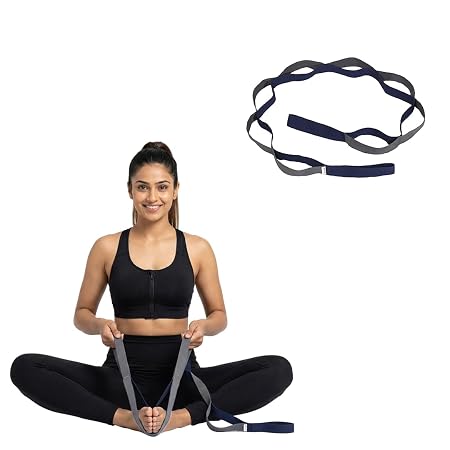 WiseLife 11 Loop Yoga Belt for Men & Women | Multi Functional Non Slip, Lightweight Loop Stretchable Belt for Yoga, Pilates, Gymnastics, Dance & Flexibility, Home Fitness & Therapy | Yoga Props