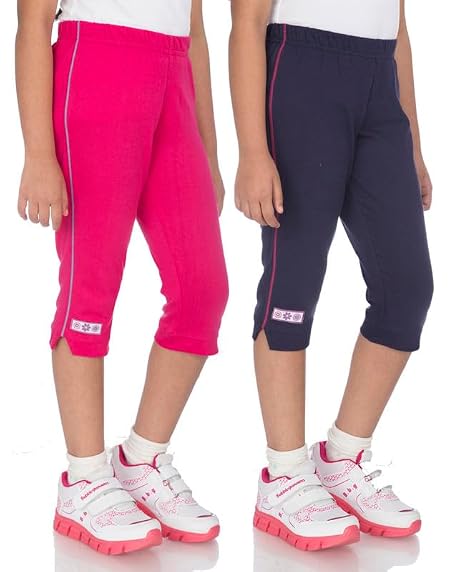 OCEAN RACE 100% Coton Girls Capri Pack of- 2