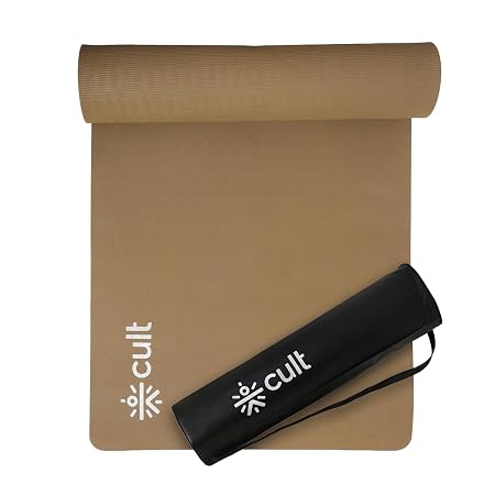 CULT Yoga Mat for Woman & Yoga Mat for Man | 8mm Extra Thick Workout Mat for Home Gym | Anti-Slip Exercise Mat for Pilates & Yoga Mats for Kids | Premium Durable TPE Fitness Mat (Brown)