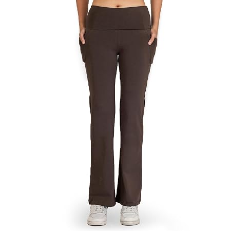 NITE FLITE Women Bootcut Yoga Pant Brown