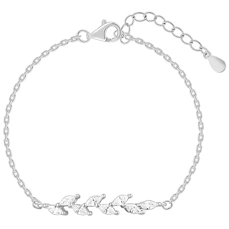 GIVA 925 Silver Zircon Ferns Bracelet, Adjustable | Best Friends Gifts for Women and Girls | With Certificate of Authenticity and 925 Stamp | 6 Months Warranty
