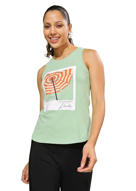 Dollar Women's Printed Cotton Tank Top (8905203766673_AWTT-801-SG-PO1_XL)