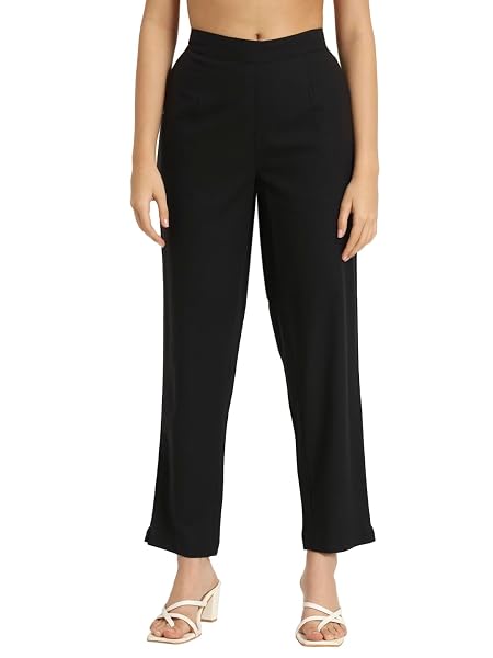 SOLIDBOTTOMS Women's 100% Cotton Casual Pant | Ankle Length Regular fit Cotton Trouser | Straight Fit Pants for Formal, Office, Casual and Daily Outdoor Lifestyle (Gray)