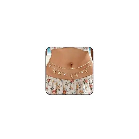 Gold Plated Starfish Seashell Waist Chain for Women Adjustable Layered - Jados Fashion