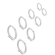 4 Pairs Silver Hoop Earrings for Women Men Stainless hypoallergenic - Jados Fashion