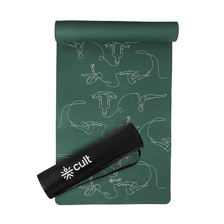 CULT Yoga Mat – Premium TPE Yoga Mat for Woman & Man | 6mm Extra-Thick Cushioning Anti-Slip Yoga Mats for Kids & Adults | Non-Toxic Latex-Free Workout Exercise Mat with Travel Strap (Forest Green)