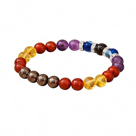 SRI MANDIR Mesh (Aries) Rashi Bracelet | Hematite, Carnelian, Citrine, Red Jasper, Amethyst, Evil Eye | Mars Bracelet For Courage, Leadership, Focus & Financial Confidence | For Men & Women