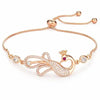 Rose Gold Plated American Diamond Peacock Bracelet, Adjustable