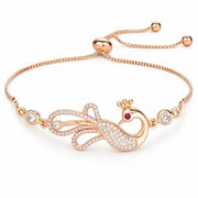 Rose Gold Plated American Diamond Adjustable Peacock Bracelet, Stylish - Jados Fashion