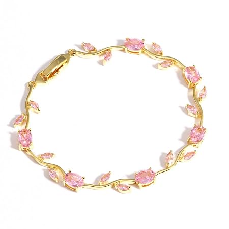 INTESHA® Anti Tarnish 18K Gold Plated Floral Tulip Bracelet for Women & Girls | Elegant Daily Wear Jewelry | Gift for Her | Pink Tulip Bracelet