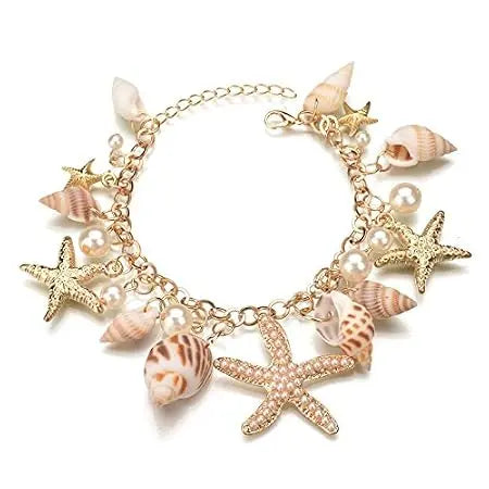 Bracelet for Women and Girls Seashell Exotic Boho Adjustable Chain - Jados Fashion