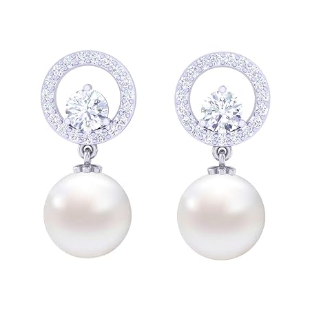 Clara 92.5 Sterling Silver Swiss Zirconia Pearl Earrings | Gift for Women and Girls