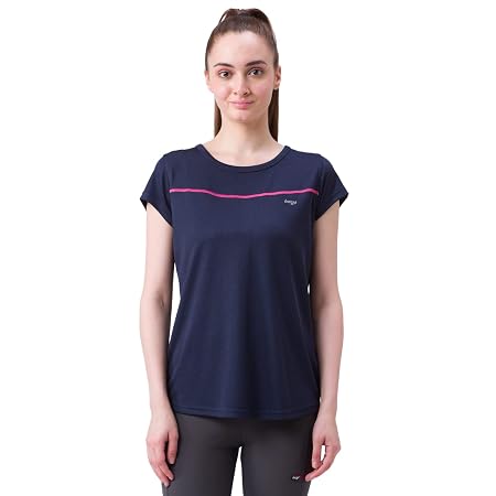 berge' Ladies Polyester Dry Fit Western Shirts & Tshirts for Women, Quick Drying & Breathable Fabric, Gym Wear Tees & Workout Tops (Navy Colour)