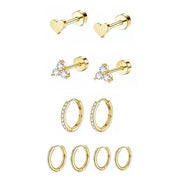 5 Pairs Earrings Set for Women Girls Stylish Hypoallergenic Surgical Gold - Jados Fashion