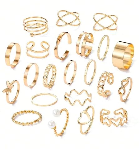 YouBella Fashion Jewellery Celebrity Inspired Combo of Latest Stylish Stackable Kunckle Rings Set for Women and Girls (Gold)