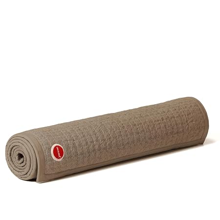 SANGLOBAL Organic Cotton Yoga Mat for Women & Men | 12mm Thick Non-Slip Exercise Mat for Home Workout, Hot Yoga & Meditation | Premium Yoga Mats with Free Carry Bag & Yoga Towel, Machine Washable (Beige)