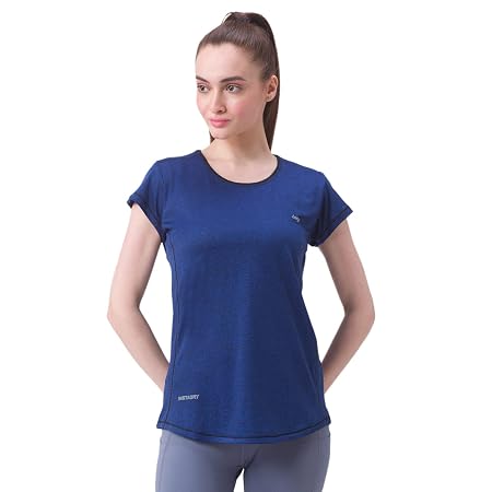 berge' Women Polyester Dry Fit Western Shirts & Tshirts, Quick Drying & Breathable Fabric, Gym Wear Tees & Workout Tops, Blue, Medium