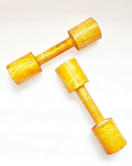 300 Gram Wooden Dumbbell for Kids & Yoga | Handmade Natural Wood Lightweight Pair | Kids Exercise, Yoga, Stretching & Fitness Training (Wood Dumbbell)