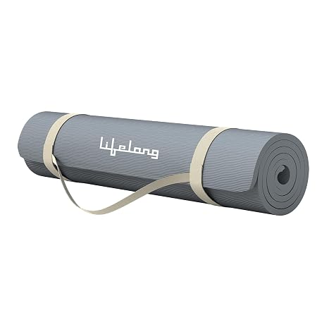 Lifelong LLYM95 Yoga mat for Women & Men EVA Material 6mm Anti-Slip Yoga-Mat with Strap for Gym Workout|Exercise Mat For Home Gym Workout and Yoga Exercise (6 Months Warranty) Grey