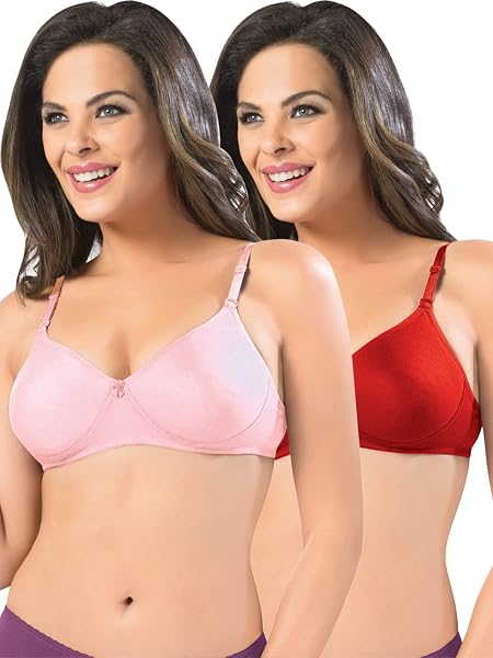 SONARI Catwalk Womens Non-Padded Minimizer Bra | Cotton Polyester, Double Layered, Non-Wired, Moderate Coverage, Hand Washable, Regular Wear (Pack of 2)