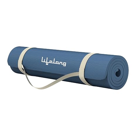 Lifelong LLYM72 Yoga mat for Women & Men EVA Material 6mm Anti-Slip Yoga-Mat with Strap for Gym Workout|Exercise Mat For Home Gym Workout and Yoga Exercise (6 Months Warranty) Blue