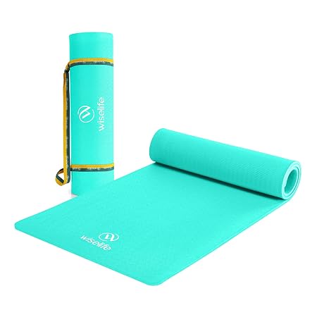WiseLife Classic Eco-TPE 8 MM Yoga Mat with Yoga Strap for Men & Women | Extra Thick, Long & Wide Non-Slip, Anti-Tear Exercise Mat for Home, Gym, Workout, Fitness, Yoga & Pilates (Teal)