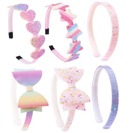 Shining Diva Fashion 6 PCS Latest Stylish Headbands Hairband Hair Bands for Kids Girls Teens Women Baby Glitter Bow Heart Star Hair Accessories Birthday Gifts for Women (16010hb)