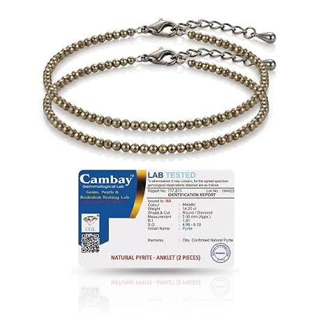 Natural Raw Pyrite Anklet for Women & Girls | Adjustable Crystal Payal with