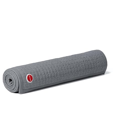 SANGLOBAL Organic Cotton Yoga Mat for Women & Men | 12mm Thick Non-Slip Exercise Mat for Home Workout, Hot Yoga & Meditation | Premium Yoga Mats with Free Carry Bag, Machine Washable (Grey)